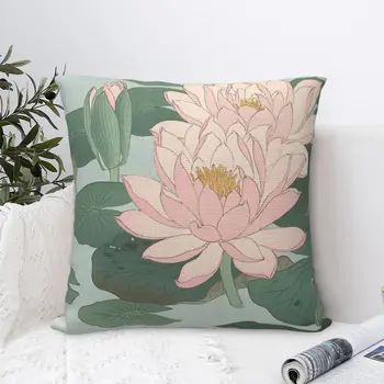 Water Lily Woodcut Pillow Case Pillow Cover Bedroom For Sofa Cushions Cover Case On The Pillow