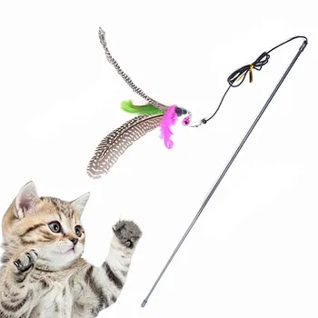 Juokingas kačiukas Katė Teaser Interaktyvus žaislinis strypas su varpeliu ir plunksnomis Žaislai katėms Teaser Interaktyvus žaislinis strypas Naminių kačių žaislų lazdelė