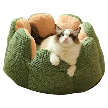 Cat Dog Cuddler Bed Round Petal Super Soft Plush Coral Fleece Puppy Lovos Skalbiamos apvalios katės lovos Pagalvė Glamonė mažoms vidutinėms