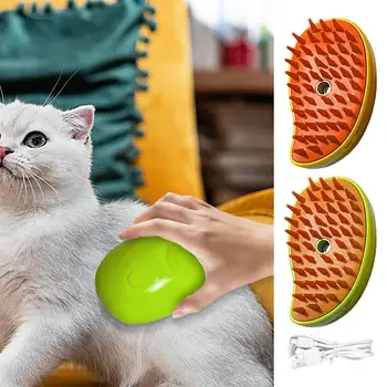 Cat garų šepetys Garinis šunų šepetys 3 in 1 elektrinis purškiamas katės plaukų šepetys masažui USB įkraunamas plaukų šepetys Naminių gyvūnėlių priežiūros šukos