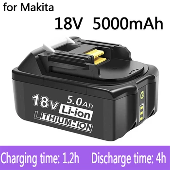 100% Originali Makita 18V 5000mAh įkraunama elektrinių įrankių baterija su LED ličio jonų keitimu LXT BL1860B BL1860 BL1850