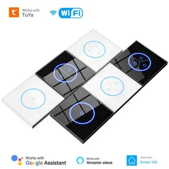 WIFI Tuya Smart Switch 10A EU 1/2/3Gang Light Switch Glass Panel Touch Switch App/Voice Control Via Smart Life Alexa Google Home
