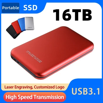 16TB didelės talpos nešiojamasis SSD 2TB USB3.1 didelės spartos kietojo kūno disko 1TB c tipo sąsaja, tinkama kompiuterių išmaniesiems telefonams