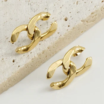 Nauja mada Paprastumas Aukso spalvos kryžminės grandinėlės auskarai moterims Nerūdijančio plieno auskarai 