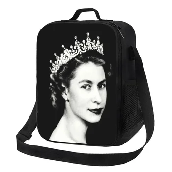Retro karalienės Elžbietos II izoliuotas pietų krepšys Piknikas Karališkoji Jungtinė Karalystė Neperšlampamas terminis aušintuvas Pietų dėžutė Moterų vaikai