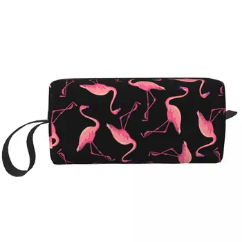 Flamingo paukščių gyvūnų makiažo krepšys maišelis Rožinis kosmetikos krepšys Kelioninis tualeto reikmenų krepšys Organizatorius Laikymo piniginė Didelė talpa