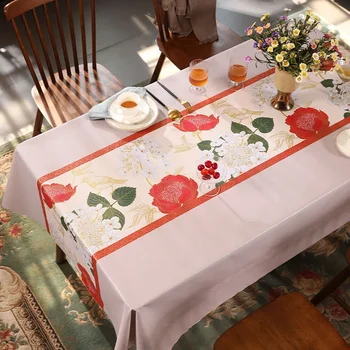 kiniško stiliaus staltiesė, plaunama, stačiakampė PVC staltiesė, kavos staliuko kilimėlis, lengvas ir prabangus, aukščiausios klasės