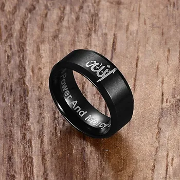 KOTiK Alacho žiedai vyrams Juodas nerūdijantis plienas Mados papuošalai Anel Masculino Religijos dovana