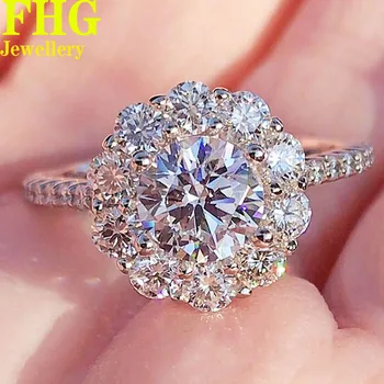 1 2 3 4 5 karatų solidus Au417 10K rožinis auksinis žiedas DVVS Moissanite Diamonds Round Wedding Party Sužadėtuvių jubiliejinis žiedas