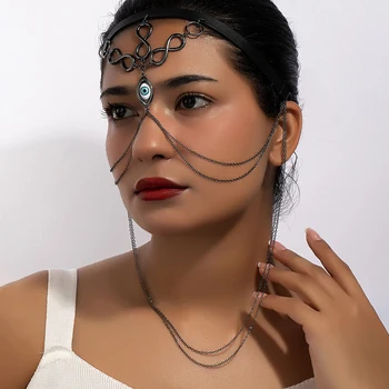 New Fashion Eye Mask Gothic Fringe Sexy Party Headaddresses Ladies Black Chain veido papuošalų dovana draugams