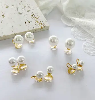 Tobuli apvalūs perlų auskarai moterims Ins Blogger Fever su tuo pačiu stiliumi, paprastu temperamentu, spalvingu retro Hong KongStyle