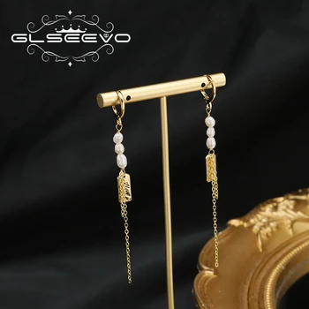 GLSEEVO Geometrinis lašas Gamta Gėlavandenė perlų metalo grandinėlė Kutai Auskarai Auskarai Korėjos mada Madinga Romantiška Moteris Papuošalai