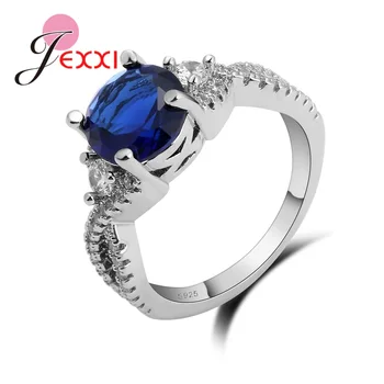 Elegantiška dovana meilužiui 925 svarų sterlingų sidabriniai žiedai Nauji mados papuošalai su blizgančia mėlyna/šampano CZ cirkono moterų kryžminiais žiedais
