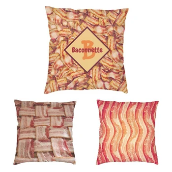Funny Bacon Pack Throw Pillow Case Decoration Custom Square Meat Lover Dovanų pagalvėlės užvalkalas 45x45cm Pagalvės užvalkalas svetainei