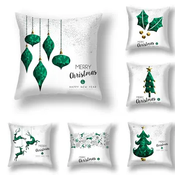 40/45/50/60cm Žalias spausdinimas Kalėdų pagalvėlės užvalkalas Navidad Linksmos kalėdinės dekoracijos namams 2023 m. Laimingų Naujųjų metų pagalvės užvalkalas