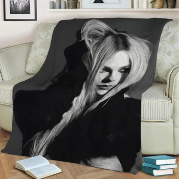 Avril Lavigne 3D spausdinimas Pliušinė antklodė Mesti ant sofos Namų dekoras Minkšta šiluma Plaunama nap antklodė Dropshipping