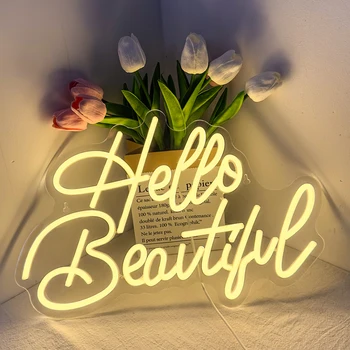 Sveiki, gražus neoninis ženklas LED romantiška nuotaika Neoninė šviesa miegamasis vestuvių vakarėlis langai parduotuvės namų baras salono studija ART sienų dekoras