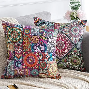 pagalvėlės užvalkalas 45 x45 dekoratyvinis pagalvėlės užvalkalas gėlių audinys Mandala Bohemian Vintage Square Sofa Pagalvių užvalkalai