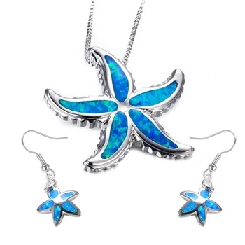 2024 Mielos moterys Jūros žvaigždės imitacija Opal auskarai su karoliais Annivdersary Girl Gift Fashion papuošalų rinkinys moteriškiems aksesuarams