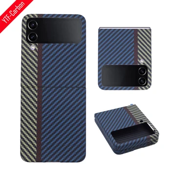 YTF-carbon Tikras anglies pluošto dėklas, skirtas Samsung Galaxy Z Flip 4 dėklui Itin plonas anti-drop Aramid pluoštas Z Flip 5 telefonas kietas dangtelis