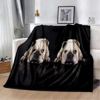 Pit Bull Dog Cartoon French Pet Soft Plush Blanket,Flanel Blanket Throw Blanket for Living Bedroom Bedroom Bed Sofa Picnic Cover