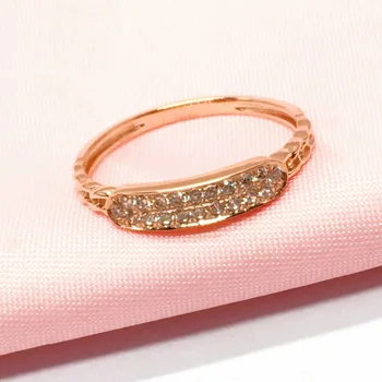 585 Violetiniai auksiniai krištolo žiedai moterims 14K rožinio aukso mada Paprastas šoninės grandinėlės dizainas Klasikiniai sužadėtuvių žiedų papuošalai