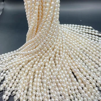 Lašo forma Natūrali gėlavandenių perlų sruoga Ryžių formos karoliukai Perlas papuošalų gamybai 