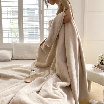 Aukščiausios klasės dirbtinio kailio audinės antklodė pliušinis Lovatiesė Mikropluošto patalynė Sutirštinta lova Pledas Sutirštintos pūkuotos sofos antklodės žiemai