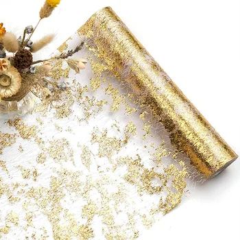 Auksinis stalas Bėgikas Vestuvių dekoravimas Auksinis stalas Bėgikas Vakarėlis Goldfoil Tinklelis Rožė Sidabras Blizgučiai Plonas ritininis valgomasis Staltiesė