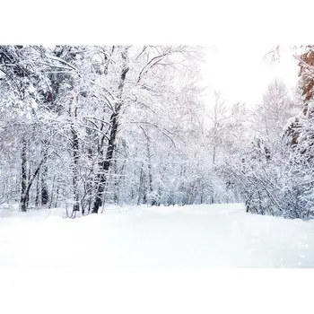 Sniego miškai Medžiai Žiemos fotografija Fonas Vinilo audinio fonas įsimylėjėliams Kūdikiai Vaikai Kalėdų fotofonas Foto studija