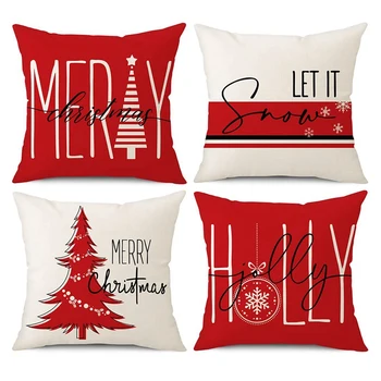 18X18 colių sodybos lininės pagalvėlės užvalkalai Kvadratinis kalėdinis pagalvės užvalkalas dekoravimui Sofa lauko namų dekoras patvarus