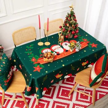 Kalėdos mielas Kalėdų senelis spausdina staltiesę, vandeniui ir aliejui atsparią restorano TV spintelę Kavos staliukas Dulkėms atsparus audinys