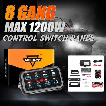 Universal 8 Gangs On-off Control Switch Panel komplektas Vienos pusės lizdas tinka JEEP, UTV, automobiliui, sunkvežimiui, visureigiui, valčiai, RV ir priekabai