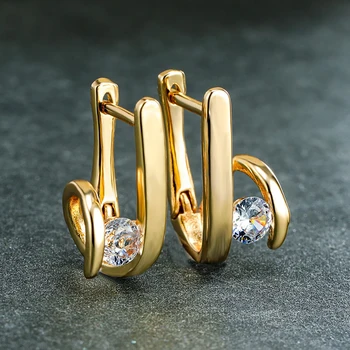 Karštas madingas paprastas dizainas AAA Zircon Hoop auskaras moterims Aukso spalvos moteriški auskarų vėrimo papuošalai Vakarėlio gimtadienio dovanos