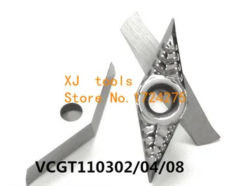 10vnt VCGT110302/VCGT110304/VCGT110308 Besisukantis karbidas Aliuminio įdėklai, SVJCR / SVVCN laikiklio ašmenys, tinka aliuminiui