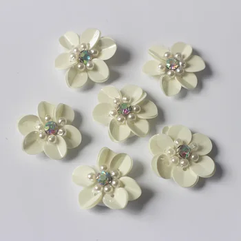 10vnt mažas baltas karoliukas deimantinis perlas vyšnių žiedai karoliukais aplikacijų pleistrai drabužiams parches para la ropa