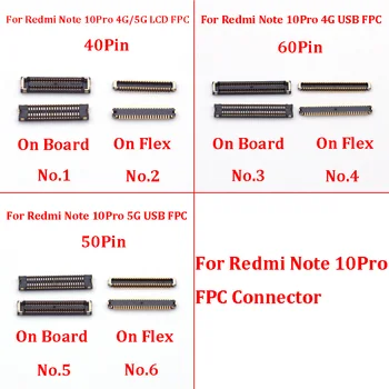 2vnt 40 50 60 Pin LCD ekrano FPC jungtis laive skirta Xiaomi Redmi Note 10 Pro 4G / Note10 Pro 5G USB įkrovimo įkroviklis