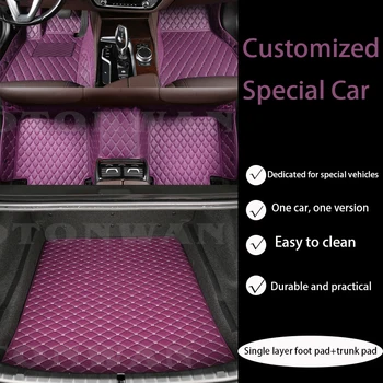 Neperšlampami pasirinktiniai odiniai automobilių grindų kilimėliai + bagažinės kilimėlis Kia visiems modeliams Rio Sportage Cerato K2 K3 K4 K5 Karnavaliniai automobilių aksesuarai