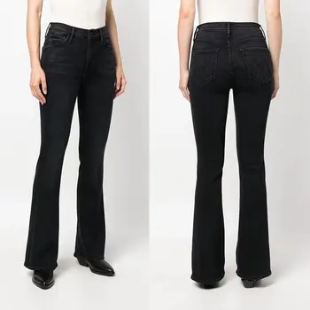 Moterys džinsai aukštu liemeniu Džinsai plonos universalios elastingos Platėjančios džinsinės kelnės