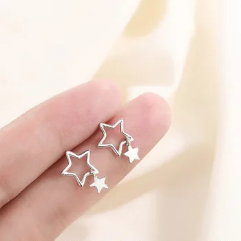 Madinga sidabro spalvos žvaigždė Dangle Earrigns moterims Miela Korėja Drop Ear Piercing Earrigns Party papuošalų dovana