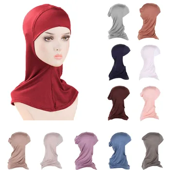 Moterys musulmonės Skarelė Turbanas Modalinė medvilnė Hijabas Vidinė skrybėlė Nindzių kepurė Islamo galvos kaklo dangtelis Variklio dangčio skara Wrap Turbante Mujer