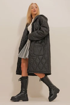 Trend Alacatı Stili moteriškas paprastas paltas ilgomis rankovėmis