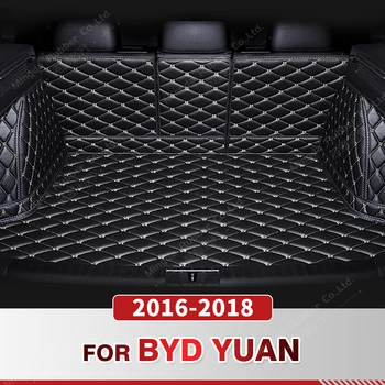 Auto full coverage Trunk Mat for BYD Yuan 2016 2017 2018 Leather Car Boot Cover Pad Cargo Liner Interior Protector Accessories