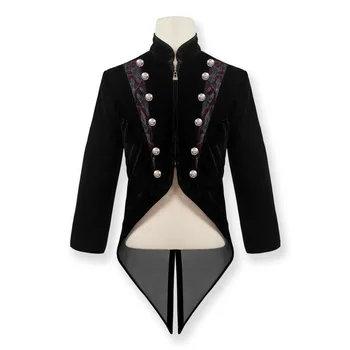 New Retro Mens Gothic Blazers Jacket Coats Medieval Steampunk Men Blazer zipper Victorian Tuxedo Coat Men Cosplay kostiumas