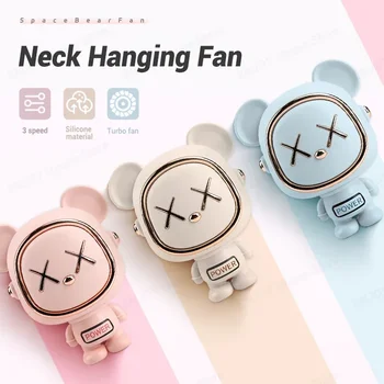 Cute Ventilador Silent 3 Speed Portable Neck Hanging Fan Bladeless Silicone Wearable Cooling Electric Mini Summer Neckband Fan