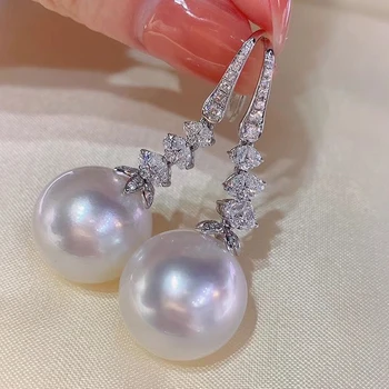 Huitan putojantis kubinis cirkonis Perlų imitacijos auskarai Moterys vestuvėms 2022 m Naujai sukurti moteriški kabantys auskarai Išgalvota dovana