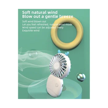 Summer Portable Mini Fan Small Pocket Fan Cartoon Fan Rankinis ventiliatorius lauko mini elektriniam ventiliatoriui, rožinis