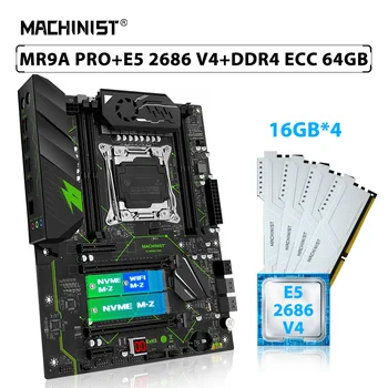 MACHINIST X99 MR9A PRO Kit pagrindinės plokštės komplektas LGA 2011-3 Xeon E5 2686 V4 procesorius CPU 64GB=4vnts*16GB ECC DDR4 Atmintis RAM NVME M.2