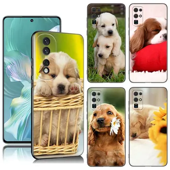 Mielas šuniuko šuns juodas telefono dėklas, skirtas Huawei Honor 70 90 Lite X40 GT X50 i X5 Plus X6A X6S X7A X8A X8B X6 X7 X8 X9 4G X9A X9B 5G