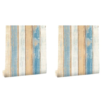 2X,6M Vinilas 3D Viduržemio jūros medienos grūdų popierius Lipnus tapetai Baldų sienų lipdukai